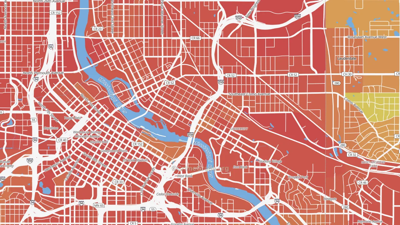 Marcy Holmes, Minneapolis, MN Map of Assault Rates