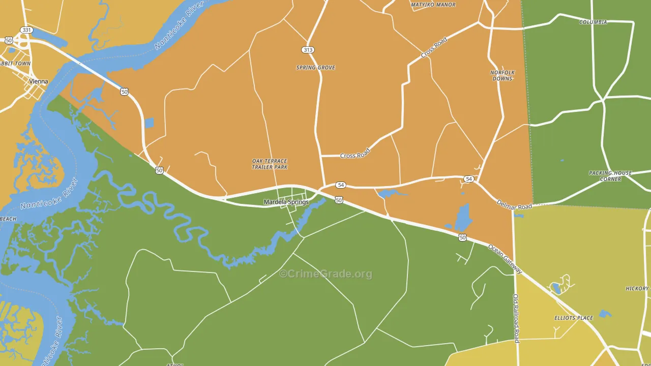 Mardela Springs, MD Map of Assault Rates