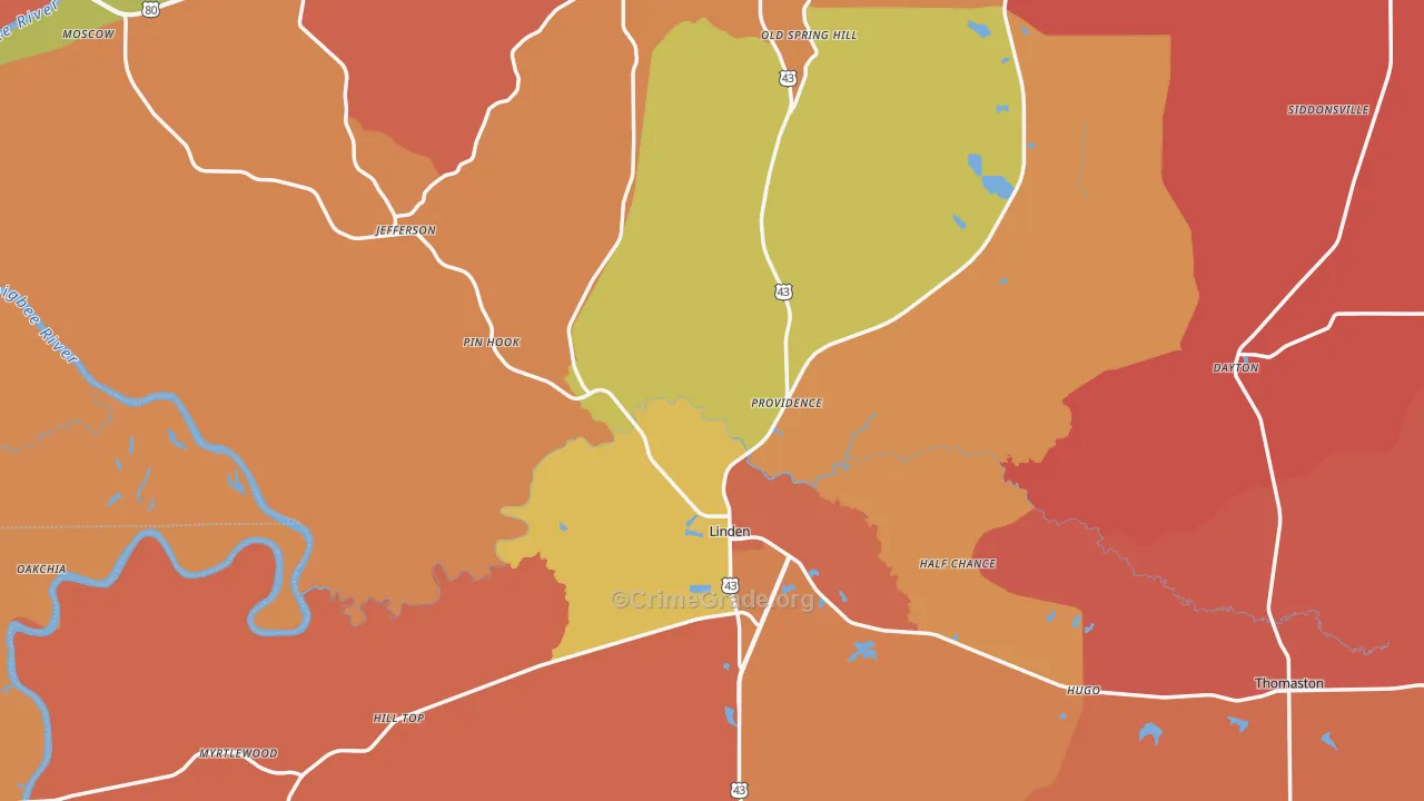 Marengo County, AL Map of Assault Rates
