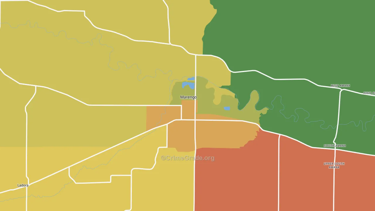 Marengo, IA Map of Assault Rates