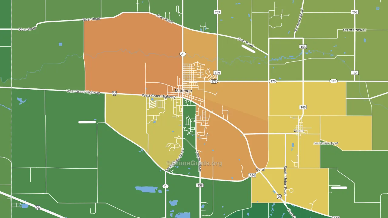 Marengo, IL Map of Assault Rates