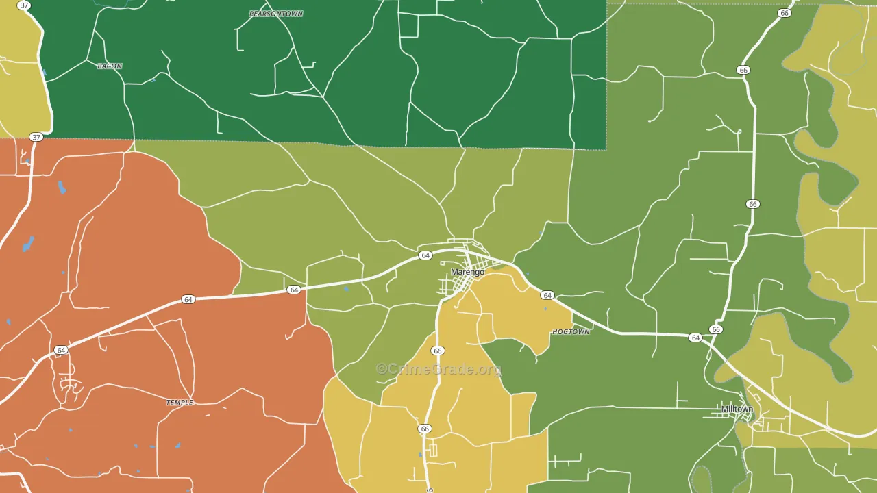 Marengo, IN Map of Assault Rates