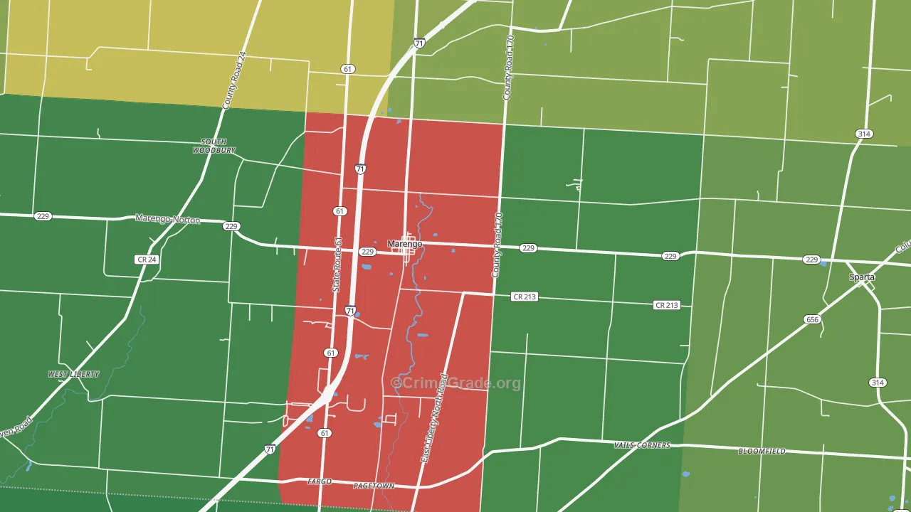 Marengo, OH Map of Assault Rates