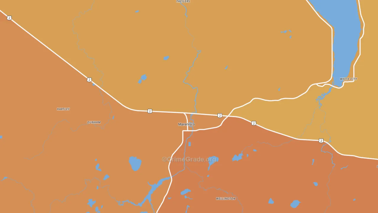 Marenisco, MI Map of Assault Rates