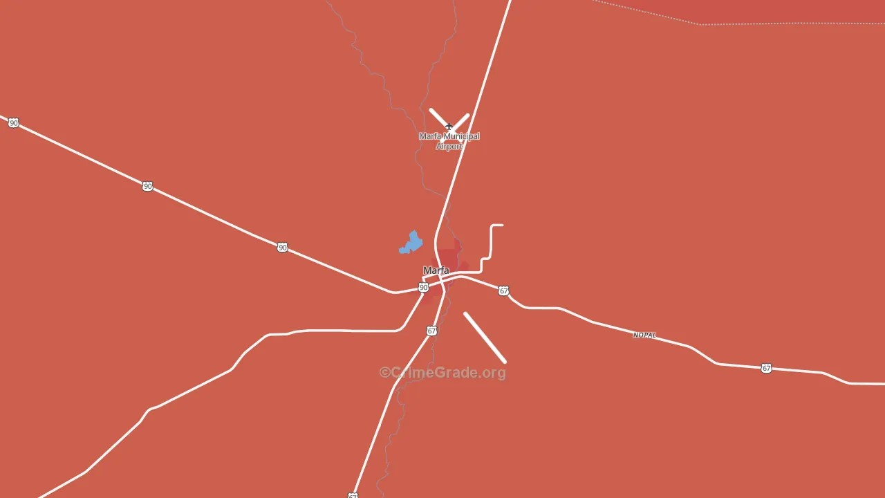 Marfa, TX Map of Assault Rates