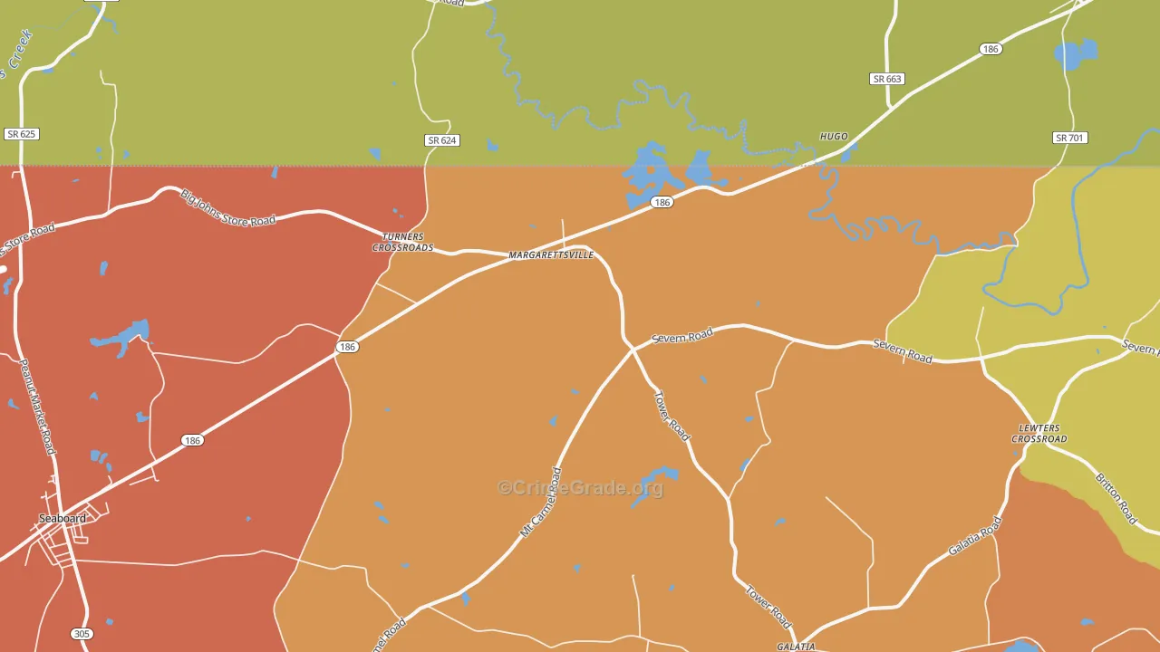 Margarettsville, NC Map of Assault Rates