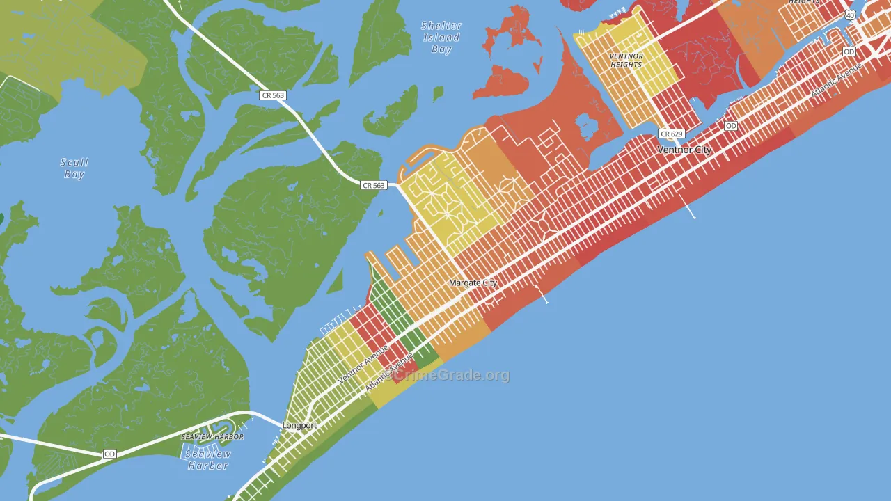 Margate City, NJ Map of Assault Rates