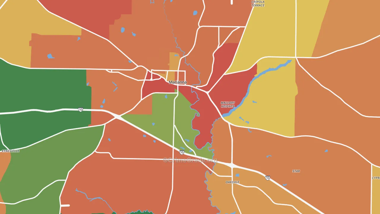 Marianna, FL Map of Assault Rates