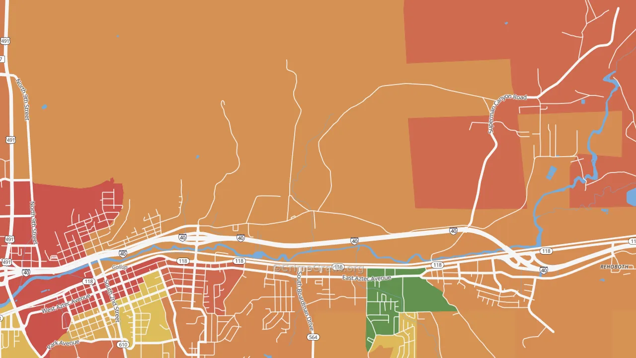 Mariano Lake, NM Map of Assault Rates