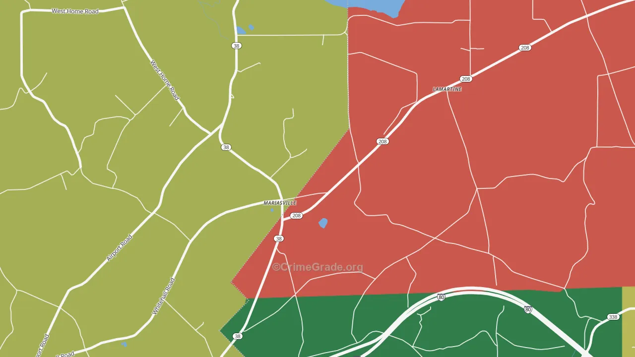 Mariasville, PA Map of Assault Rates