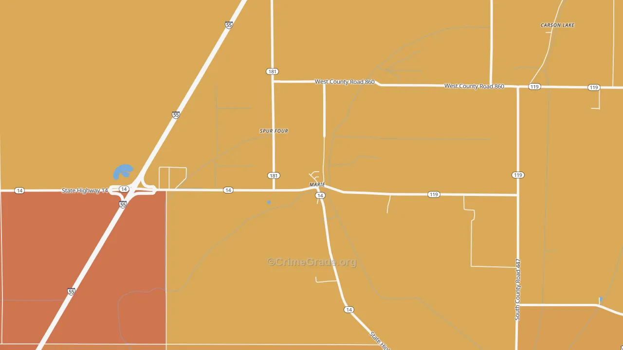 Marie, AR Map of Assault Rates