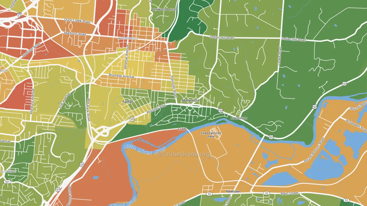 Mariemont, OH Map of Assault Rates