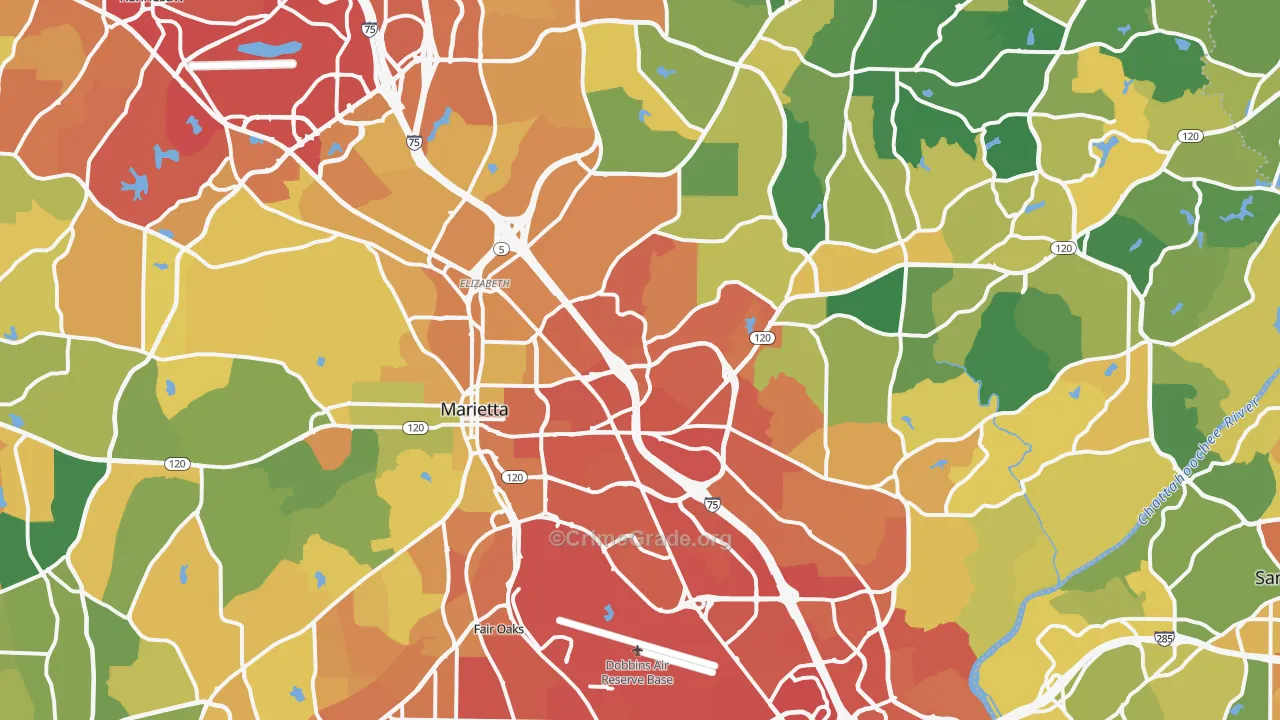 Marietta, GA Map of Assault Rates