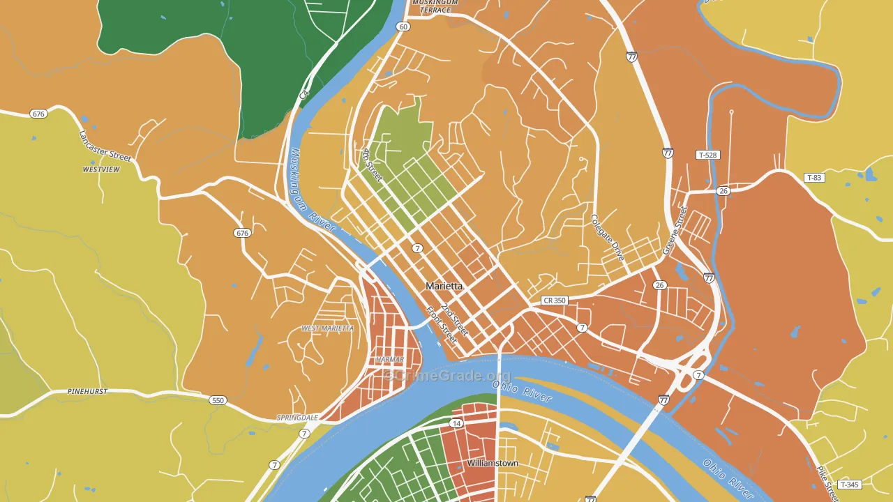 Marietta Historic District, Marietta, OH Map of Assault Rates