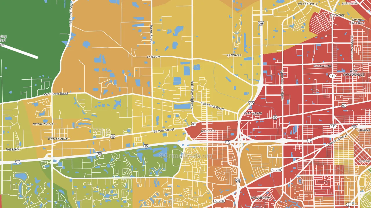 Marietta, Jacksonville, FL Map of Assault Rates