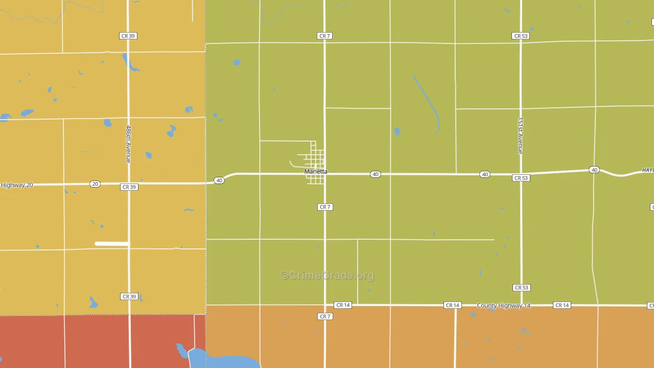 Marietta, MN Map of Assault Rates