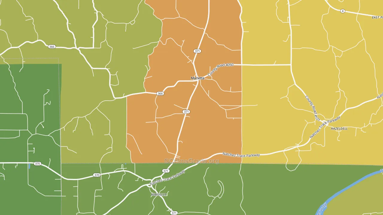 Marietta, MS Map of Assault Rates