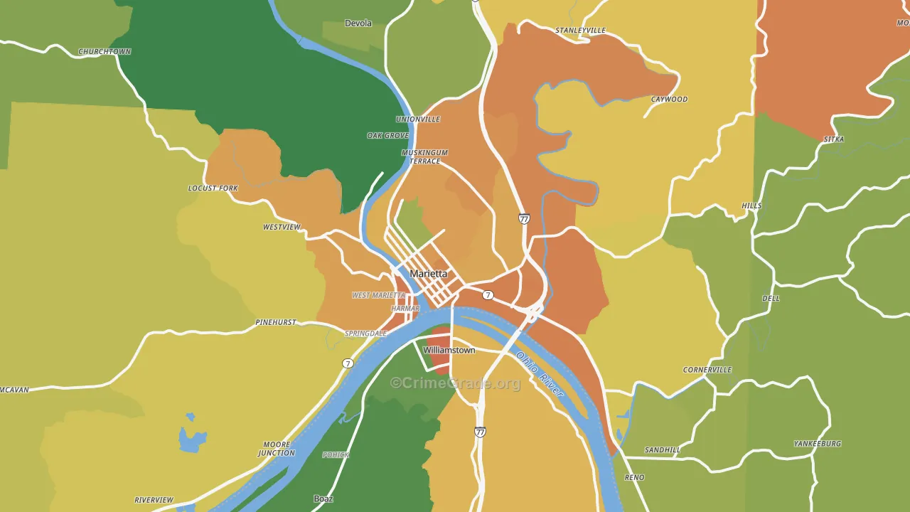 Marietta, OH Map of Assault Rates