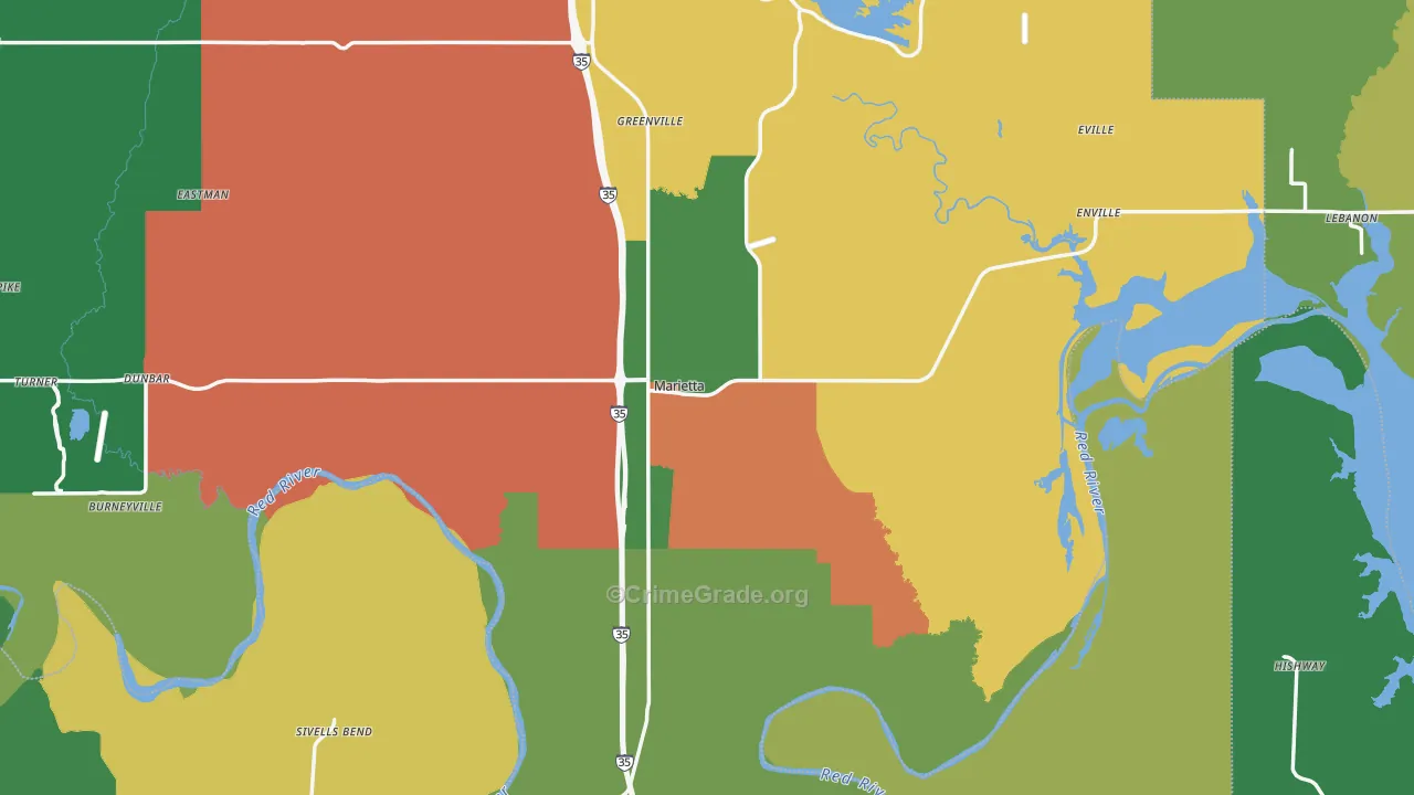 Marietta, OK Map of Assault Rates