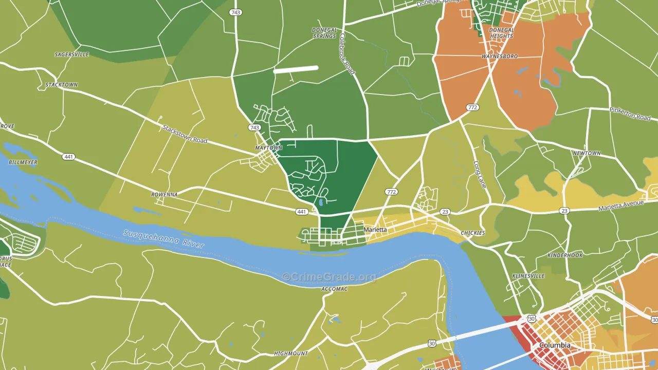 Marietta, PA Map of Assault Rates
