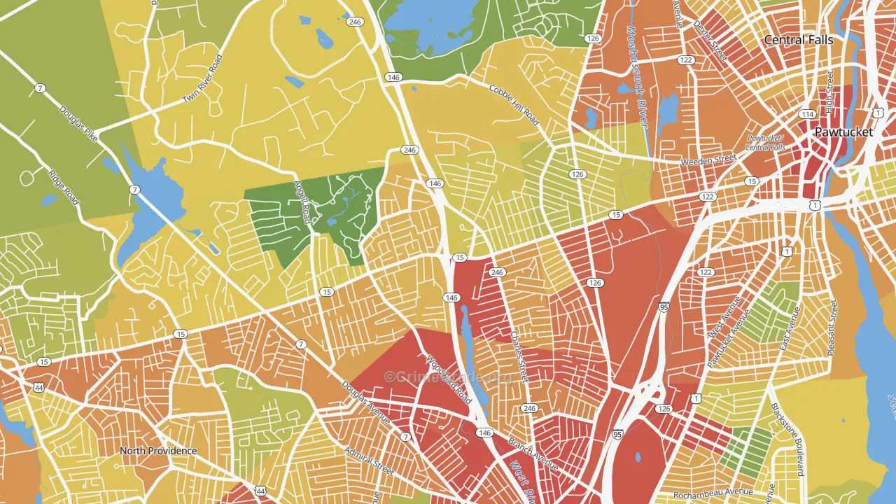 Marieville, Providence, RI Map of Assault Rates