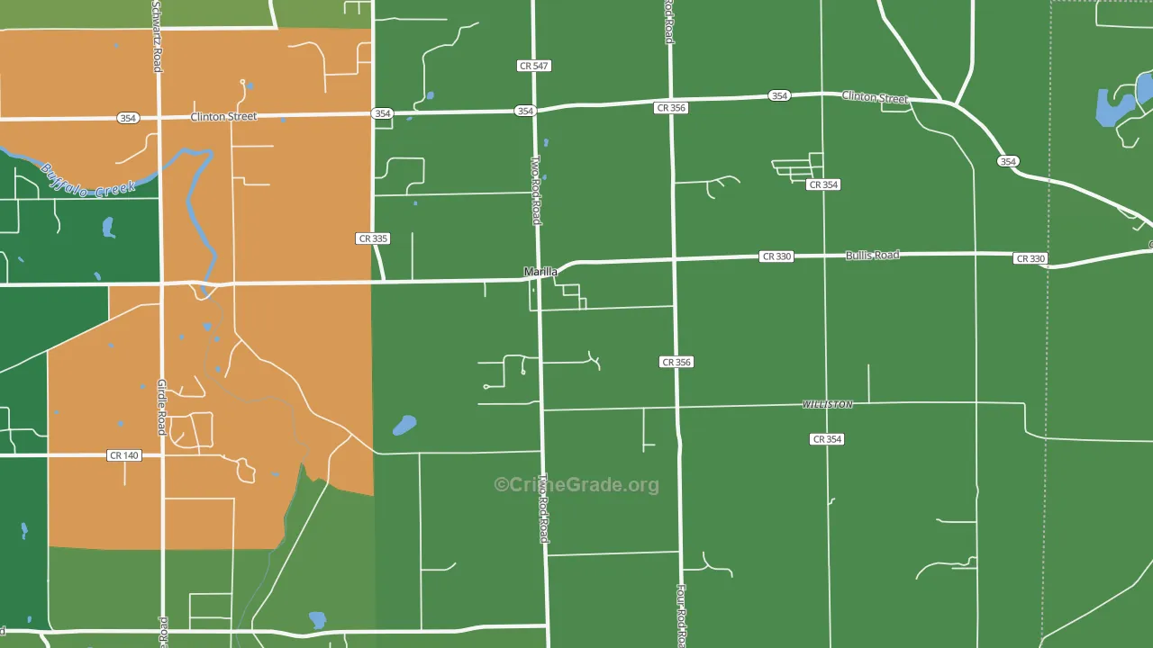 Marilla, NY Map of Assault Rates