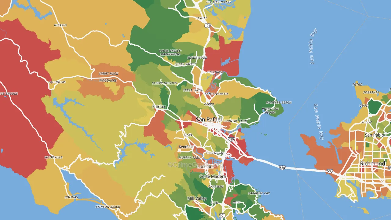 Marin County, CA Map of Assault Rates