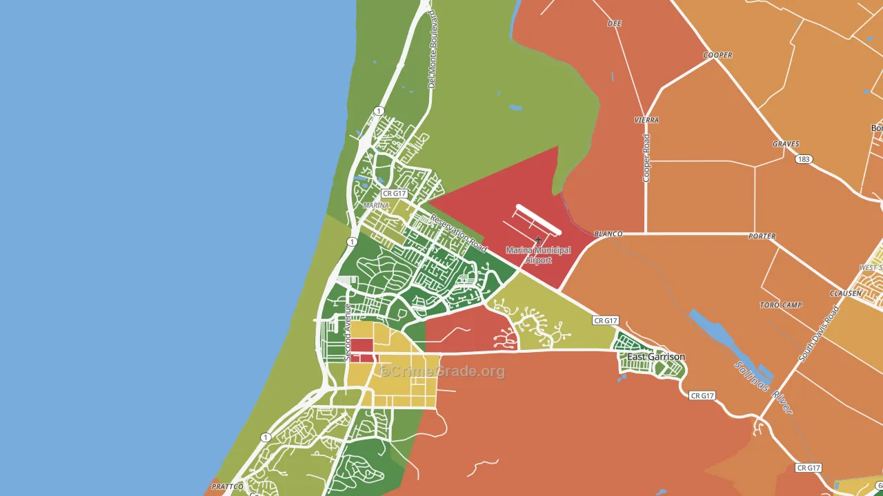 Marina, CA Map of Assault Rates