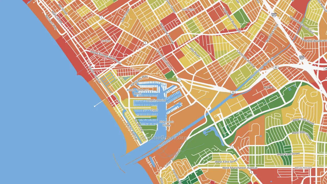 Marina Del Rey, CA Map of Assault Rates
