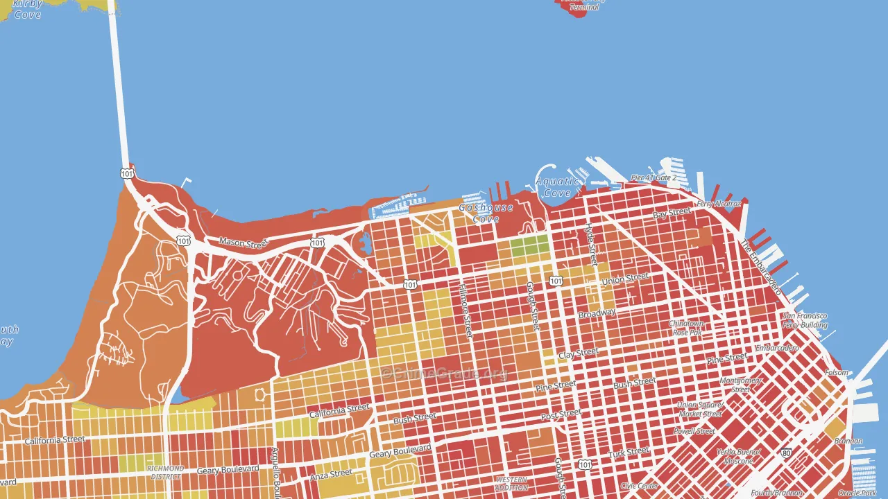 Marina-San Francisco, San Francisco, CA Map of Assault Rates
