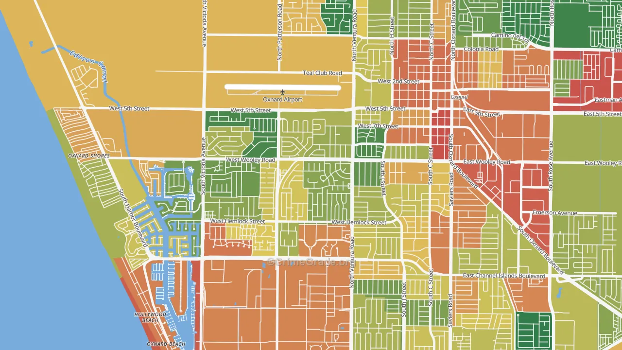 Marina West, Oxnard, CA Map of Assault Rates
