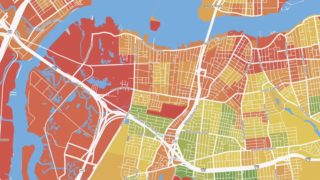 Mariners Harbor, Staten Island, NY Map of Assault Rates