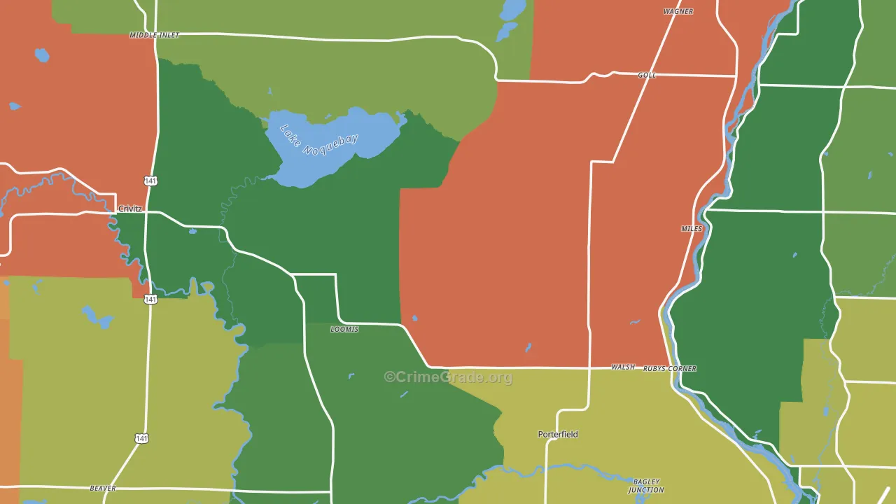 Marinette County, WI Map of Assault Rates
