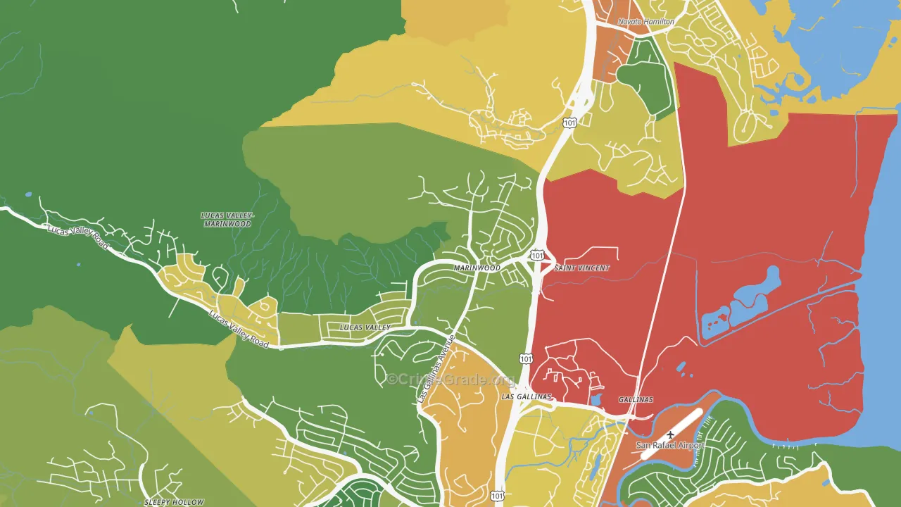 Marinwood, San Rafael, CA Map of Assault Rates