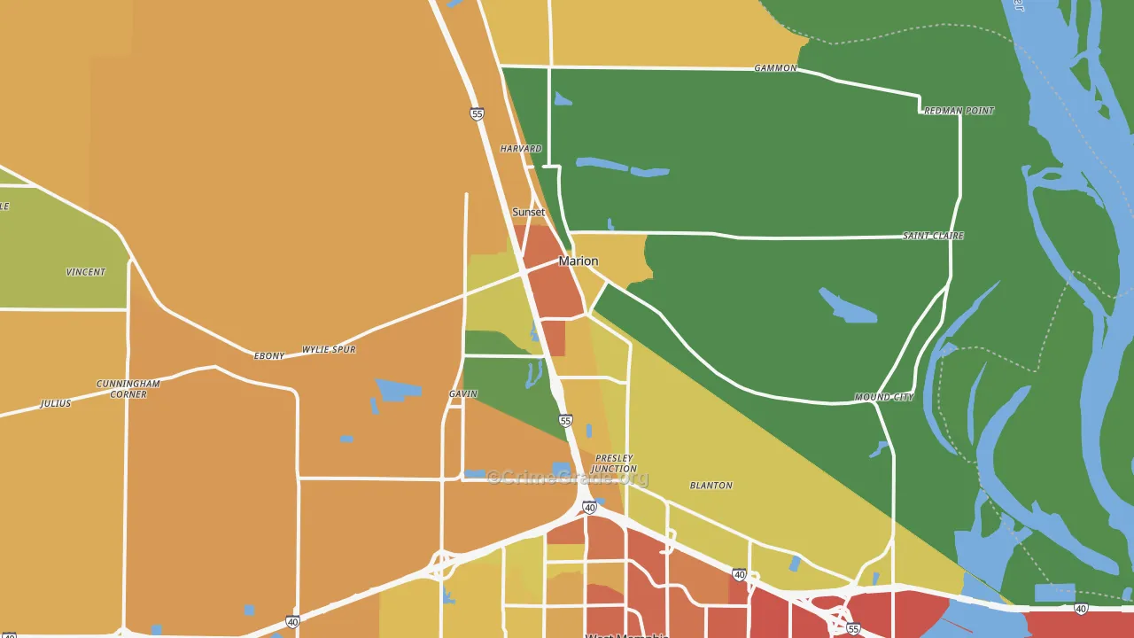 Marion, AR Map of Assault Rates