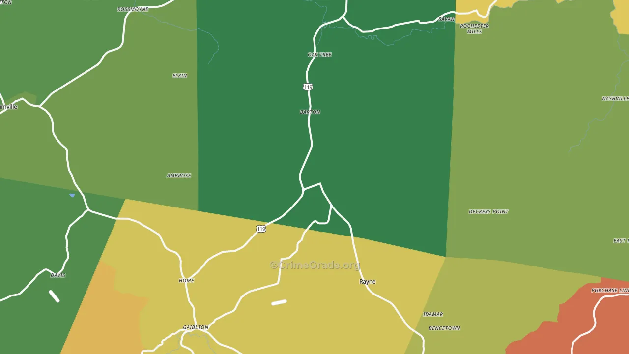 Marion Center, PA Map of Assault Rates