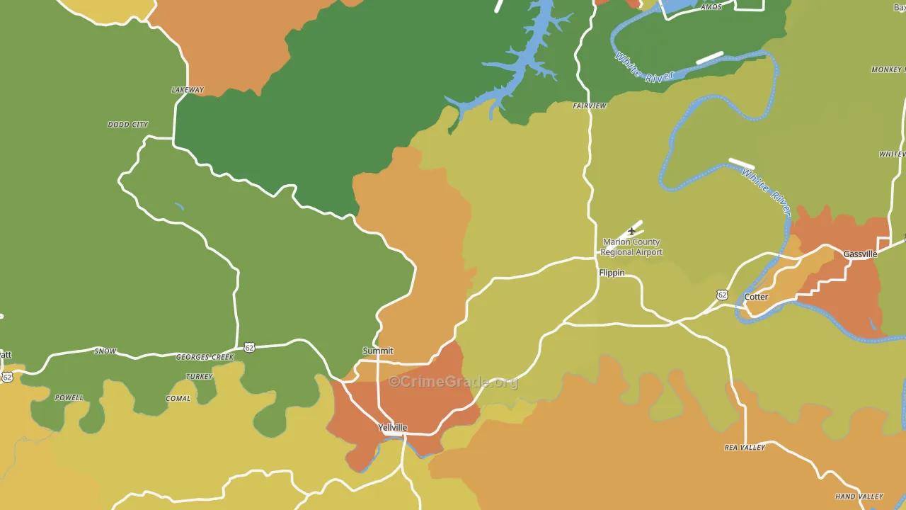 Marion County, AR Map of Assault Rates