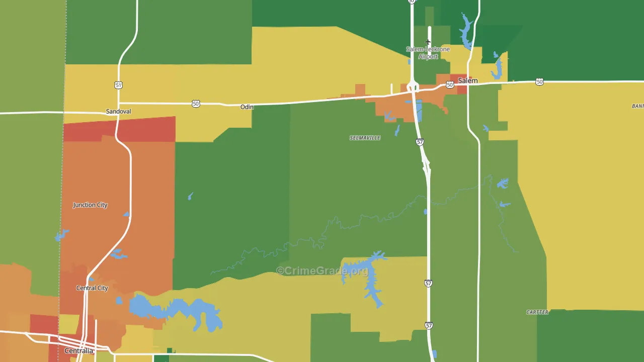 Marion County, IL Map of Assault Rates