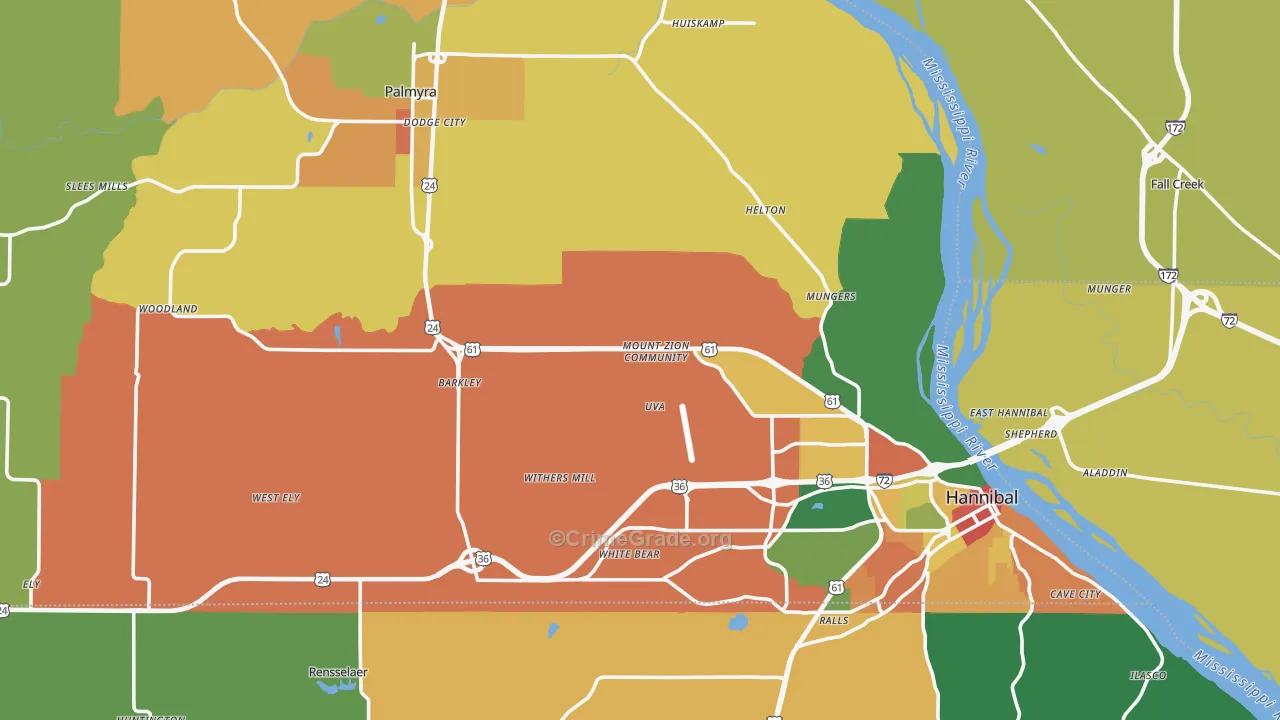 Marion County, MO Map of Assault Rates