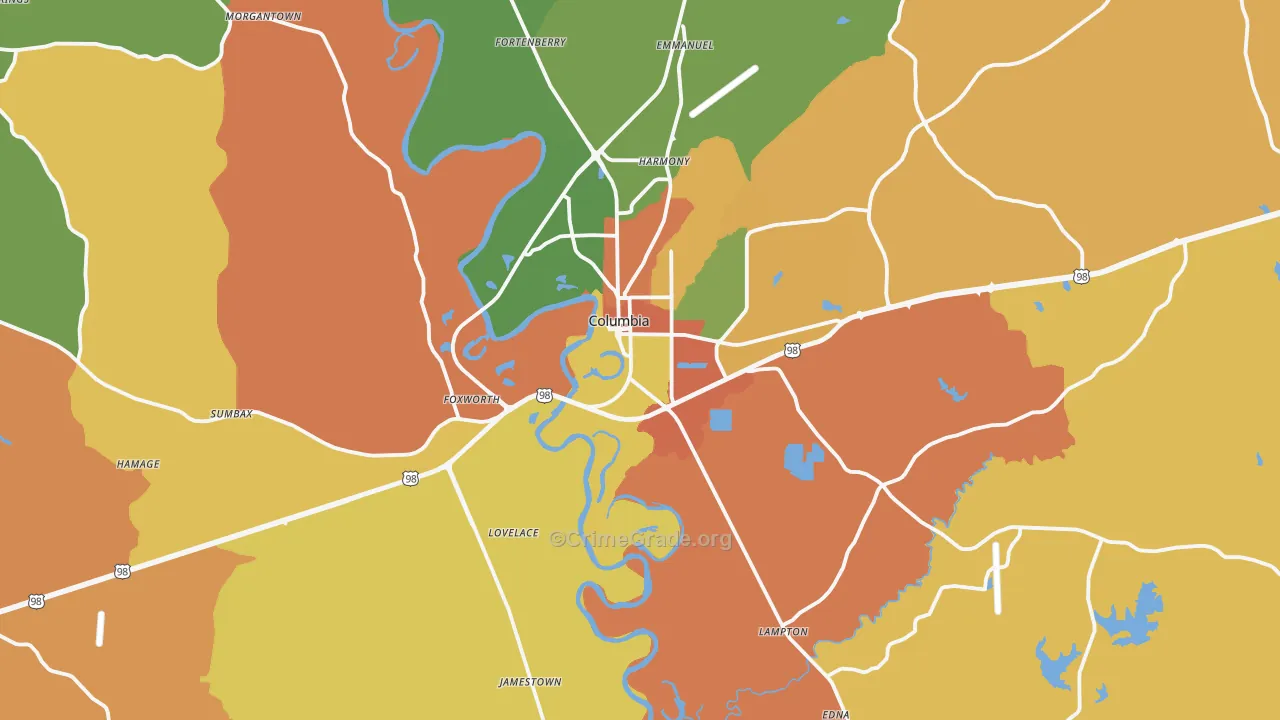 Marion County, MS Map of Assault Rates