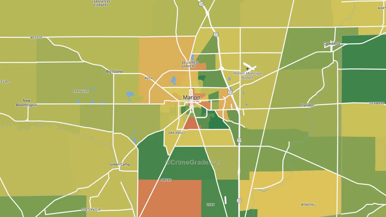 Marion County, OH Map of Assault Rates