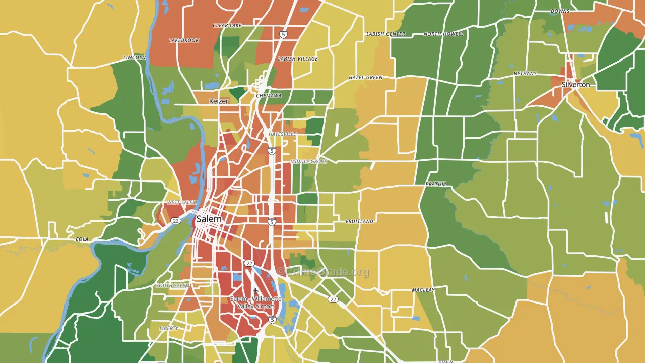 Marion County, OR Map of Assault Rates
