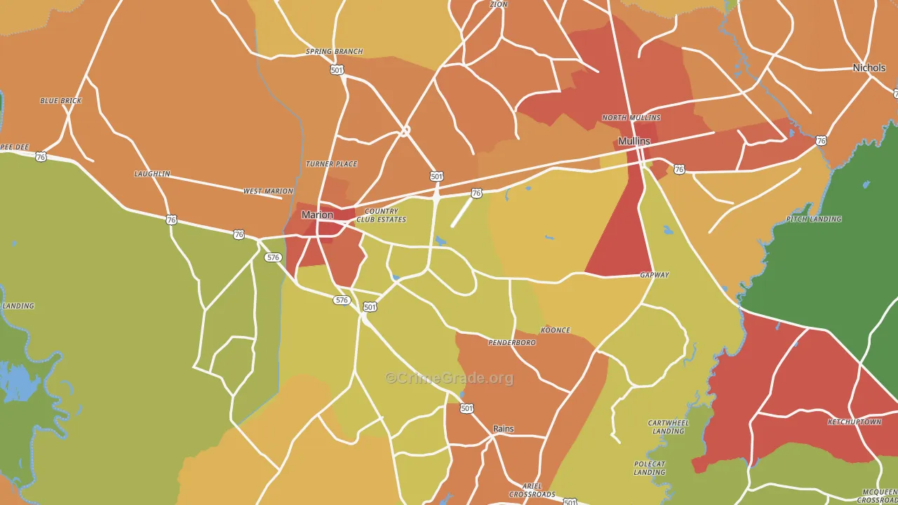 Marion County, SC Map of Assault Rates