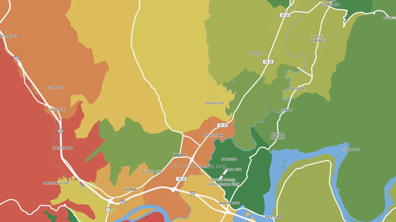 Marion County, TN Map of Assault Rates