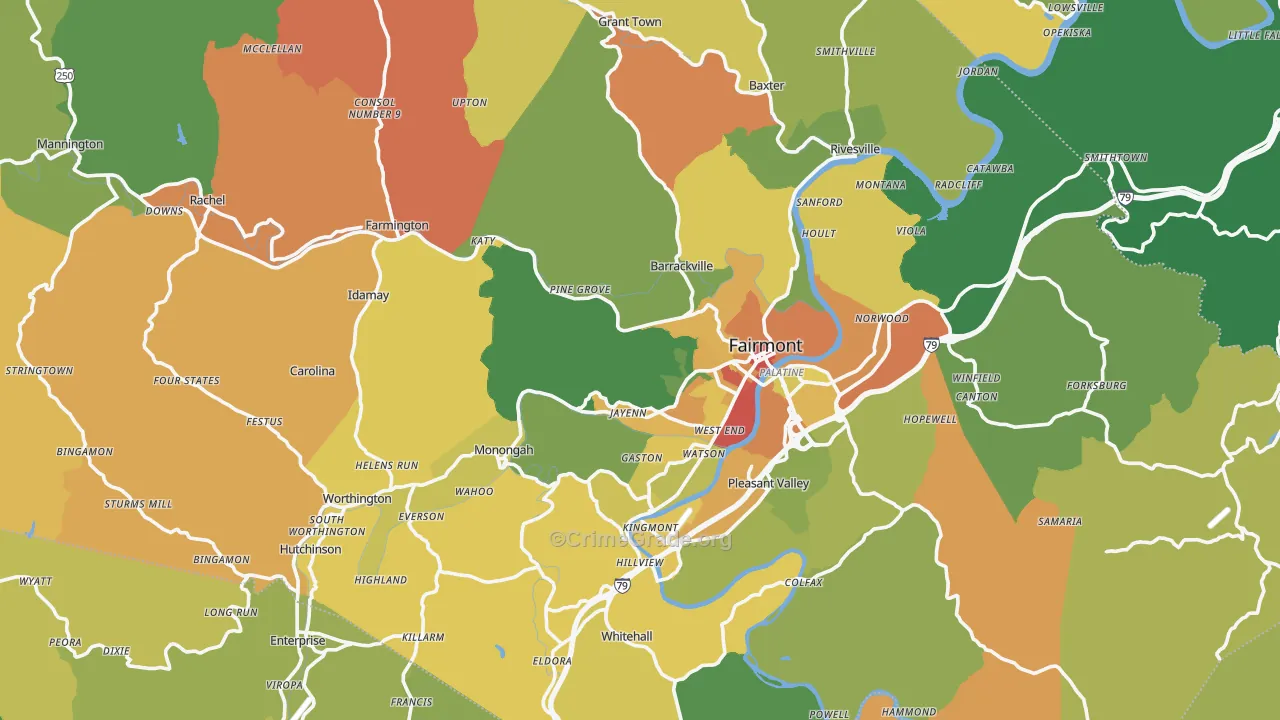 Marion County, WV Map of Assault Rates