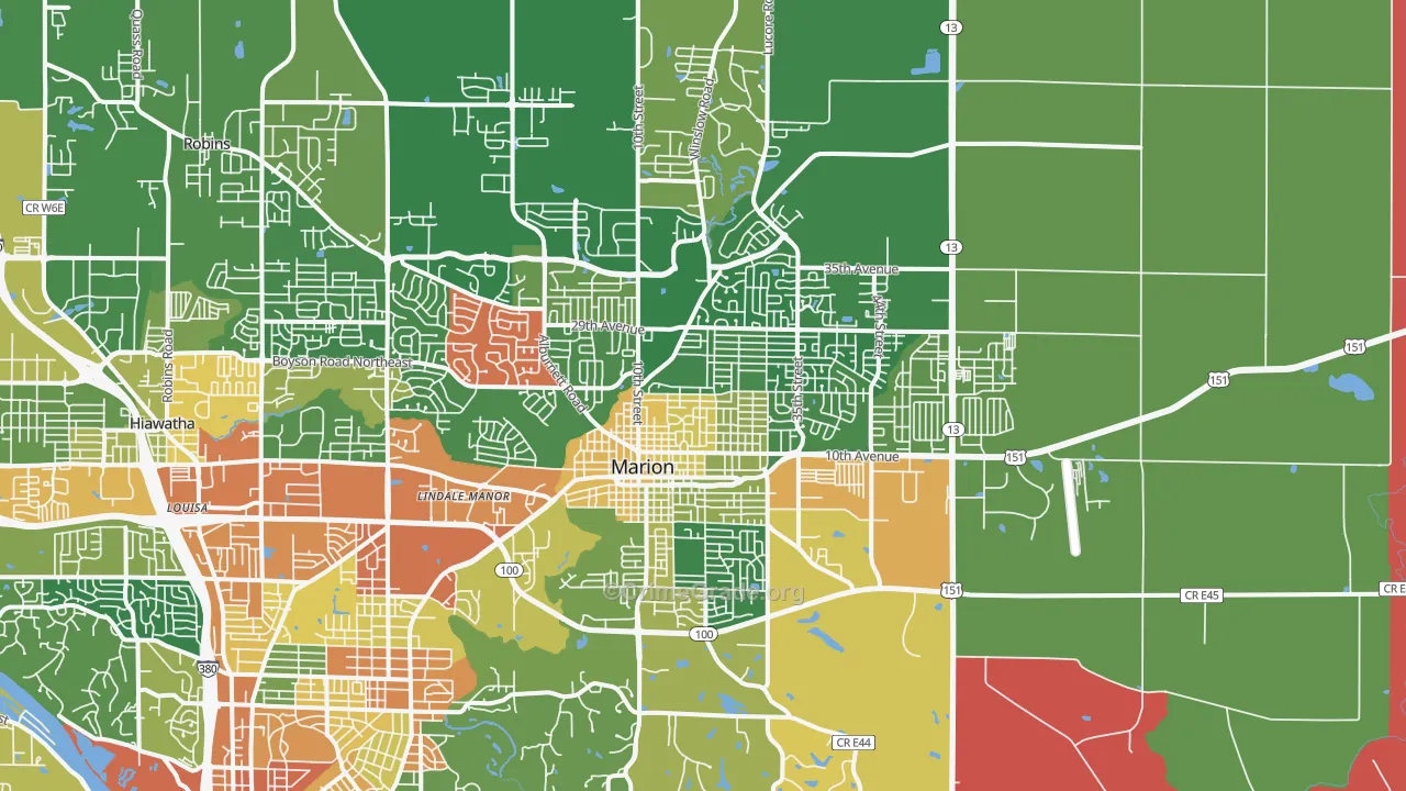 Marion, IA Map of Assault Rates