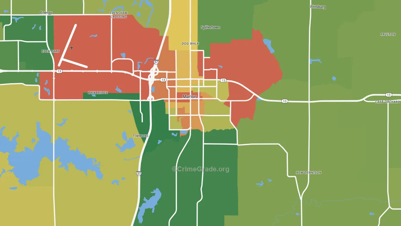 Marion, IL Map of Assault Rates