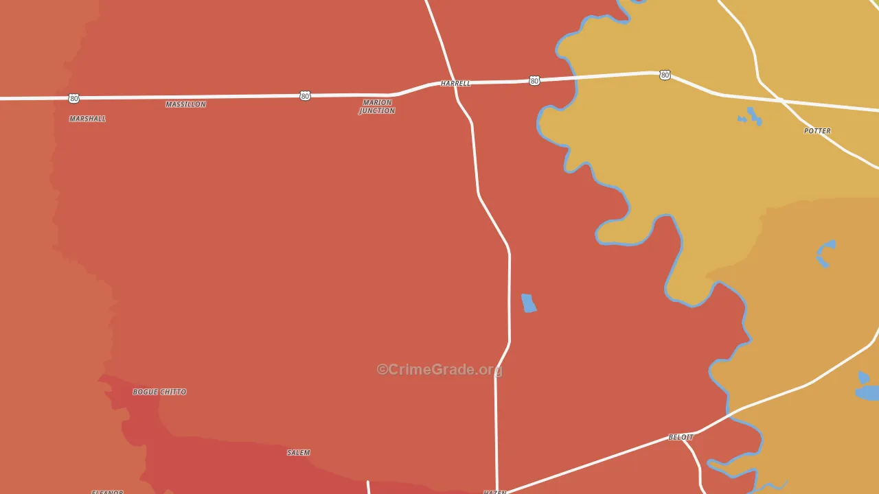 Marion Junction, AL Map of Assault Rates