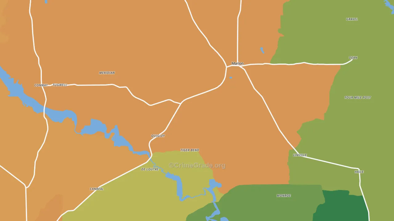Marion, LA Map of Assault Rates
