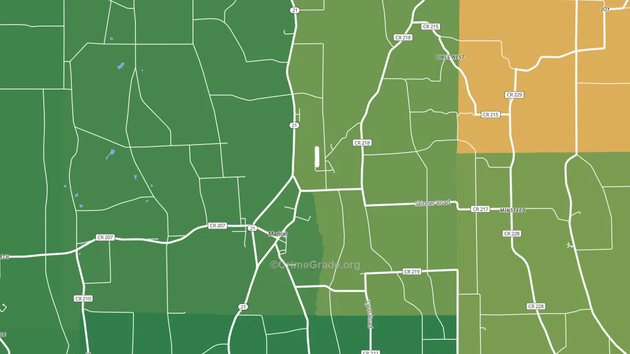 Marion, NY Map of Assault Rates